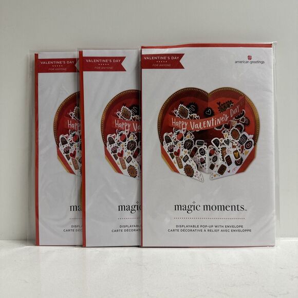 American Greetings Magic Moments Displayable Pop-Up Valentines Day Card Lot of 3 - Picture 1 of 4